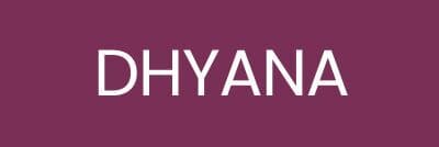 Texte blanc "DHYANA" sur fond violet.