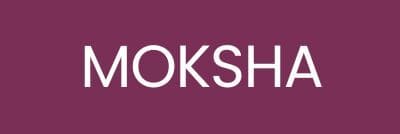 Texte "MOKSHA" sur fond violet.