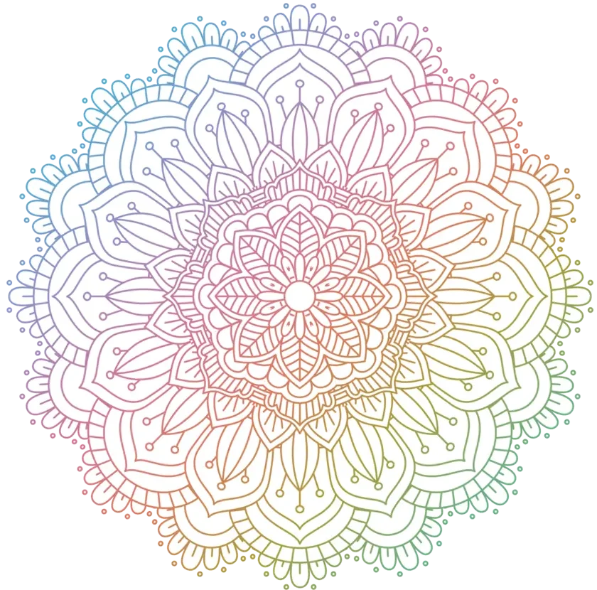 Mandala color&eacute; avec motifs g&eacute;om&eacute;triques sym&eacute;triques.